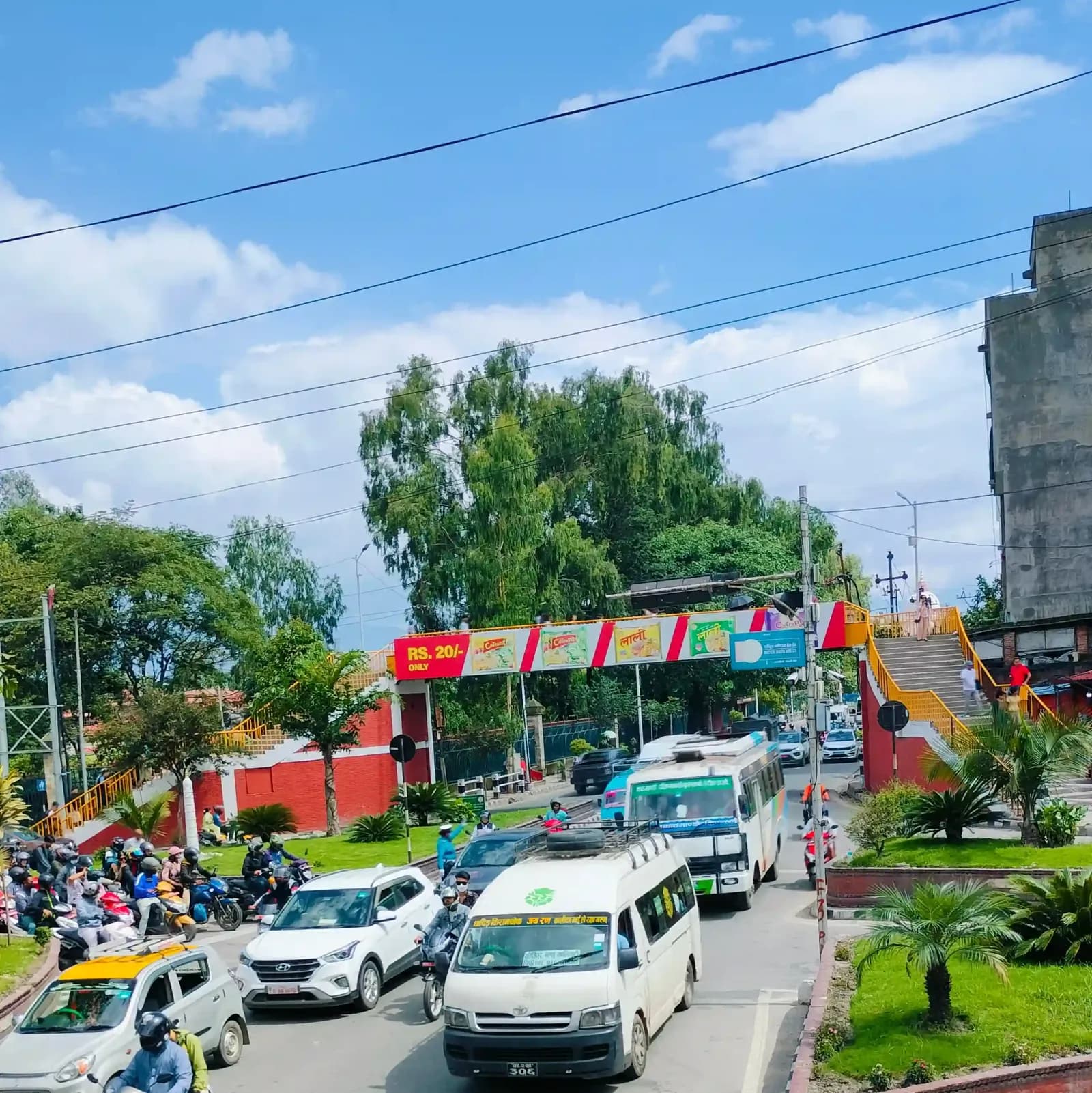 Sundhara overhead bridge advertising near NTC, Kathmandu